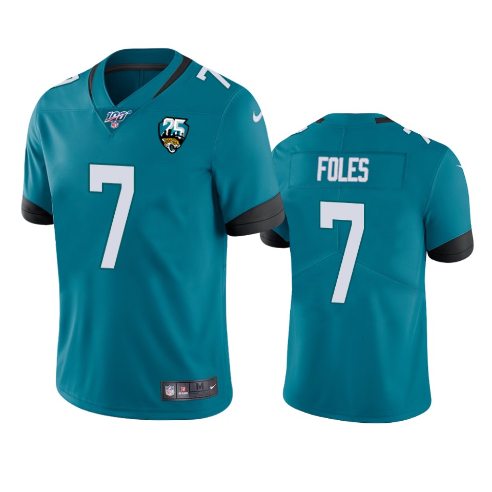 Men Nike Jacksonville Jaguars #7 Nick Foles Teal 25th Anniversary Vapor Limited Stitched NFL 100th Season Jersey